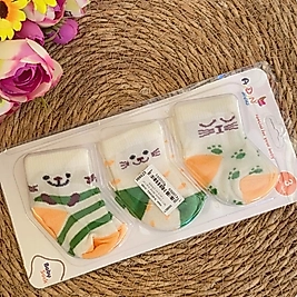 3’lü Kedi ve Pati Desenli Bebek Çorap Seti – 0-6 Ay – Unisex